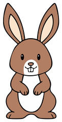 Obraz premium Adorable cartoon brown bunny rabbit standing upright with large ears and buck teeth smiling