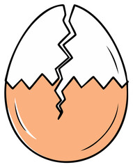 Obraz premium Cracked Eggshell Illustration, Broken Egg, Empty Eggshell, Outline Style, Food Design, Culinary Concept