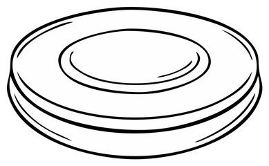 Outline drawing of a circular plate with a raised rim and a shallow indentation