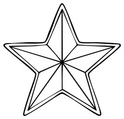 Obraz premium Outlined Five Point Star Shape Hand Drawn Doodle Black and White Illustration