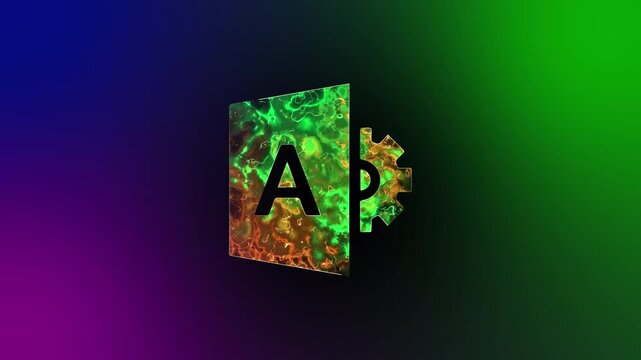 API Integration Concept with Gear and Letter A saber animation on color Background