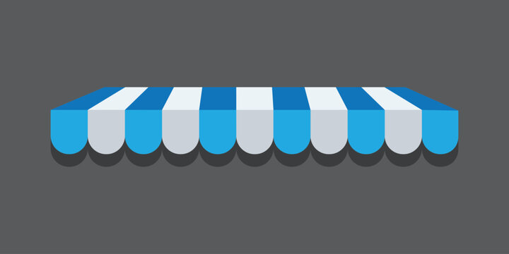 illustration modern shop canopy vector blue store on background.