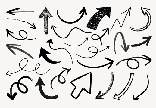 Hand Drawn Arrows Diverse Directions Element Design Collection