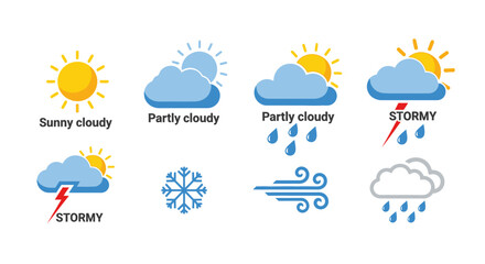 Obraz premium Weather icons set with various conditions