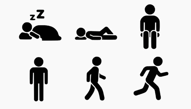 man and woman silhouettes Human Activities Vector Set with Sleeping Sitting Standing Walking Running Silhouettes Illustration