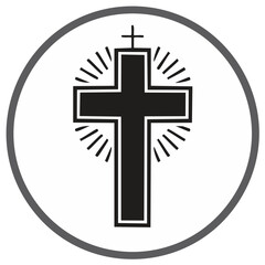 Obraz premium Christian Cross Symbol with Radiant Rays in a Circle