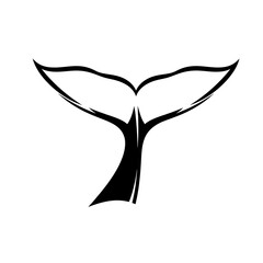 Whale tail silhouette graphic design element.