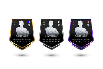 Football Player Card Template Set with Stats – Striker, Goalkeeper and Midfielder © Dhm