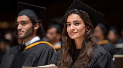 Fototapeta premium University graduation ceremony where diploma size corresponds directly to student family wealth, perfect for educational inequality concept, money determines success, wealth privilege, modern