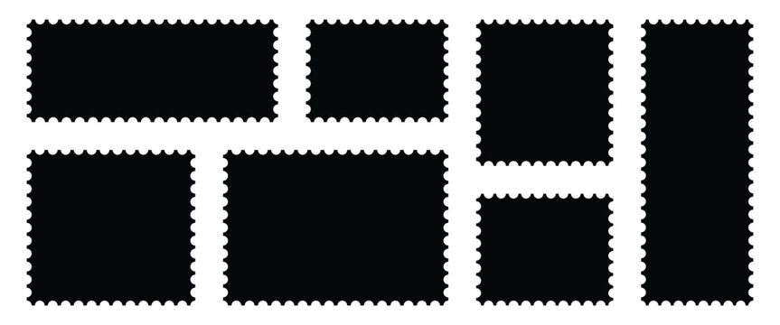Clean postage stamp template in rectangular frame . Postage icon ideal for Postal service, design and marketing materials. Vector art and illustration.