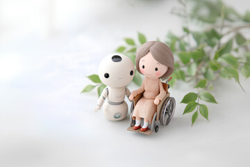 高齢者や車椅子に寄り添う優しいAIロボット（3D）
