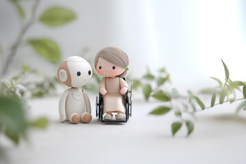 高齢者や車椅子に寄り添う優しいAIロボット（3D）
