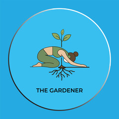 Woman in Yoga Child's Pose Growing Into a Plant with Roots, Concept of Personal Growth and Self-Care Illustration