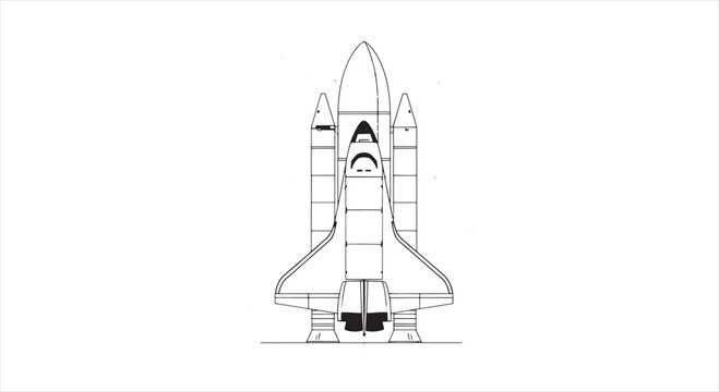 Space Shuttle Blueprint &ndash; Aerospace Spacecraft CAD Technical Drawing