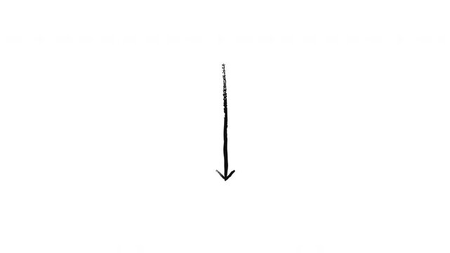 Download arrows grunge doodle animation. Pointing downward. Save icon. Upload load. Data movement. Animated hand drawn pointers. Dynamic sketchy rough direction. Distressed ink motion overlays
