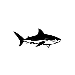 Fototapeta premium Black silhouette of a shark swimming.