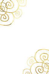 Golden foil pieces. Vertical Frame png curls, circles, golden curls, waves, cute curls. For wedding,vip cover template,grand opening,flyer. The gold foil borders the isolated Luxurious invitation.