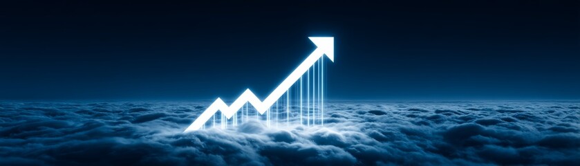Futuristic Office Setting Featuring an Ultra Wide Perspective of Productivity and Focus with a Graphical Representation of Growth and Success in a Dynamic Environment