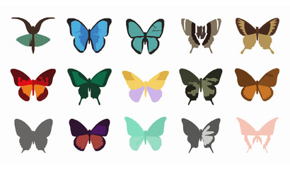 Rare Butterfly Species Flat Icons Set with Colorful Wildlife Insect Collection © MstMonisha