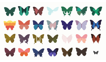 Colorful Rare Butterfly Flat Icons Collection for Nature and Wildlife Design © MstMonisha