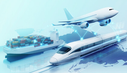 Fototapeta premium Concept Illustration of Futuristic Global Transportation and Connectivity Network