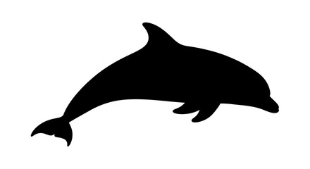 Obraz premium Black silhouette of a dolphin swimming.