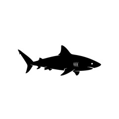 Naklejka premium Black silhouette of a shark swimming.