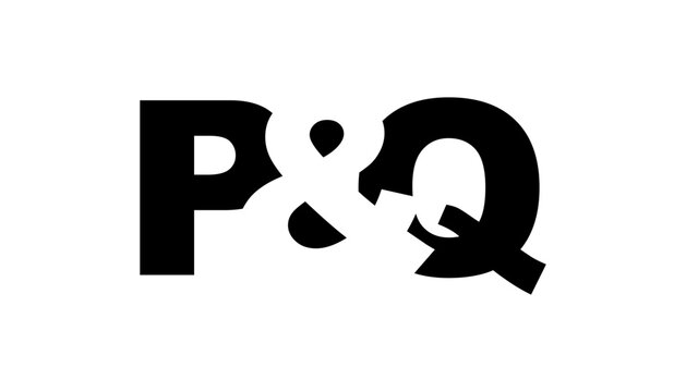 PQ logo design in bold style. Black white identity symbol. Modern typography emblem. Corporate branding icon.