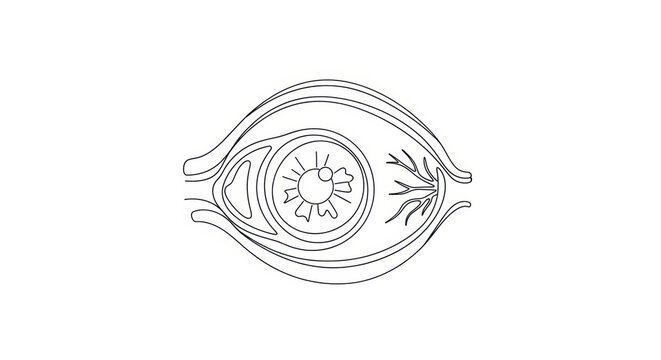 Anatomical Illustration of the Human Eye in Black and White Outline