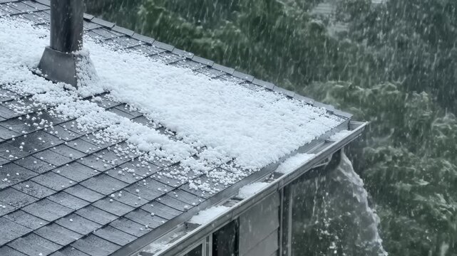 Hail on roof during storm