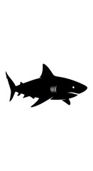 Obraz premium Black silhouette of a shark swimming.