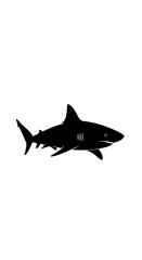 Fototapeta premium Black silhouette of a shark swimming.