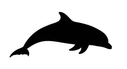Fototapeta premium Black silhouette of a dolphin swimming.