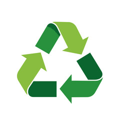 Obraz premium Green recycling symbol icon with textured arrows on white