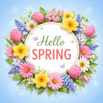 happy easter card with flowers