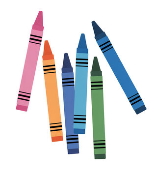 Colorful crayons on white background various coloring isolated on a transparent background