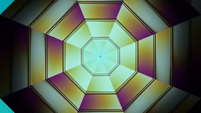 Abstract geometric pattern with octagonal symmetry and vibrant color gradients.