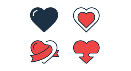 Obraz premium Heart with shadow minimal color concept vector
