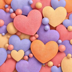 Obraz premium A light background supports several translucent pastel hearts layered together