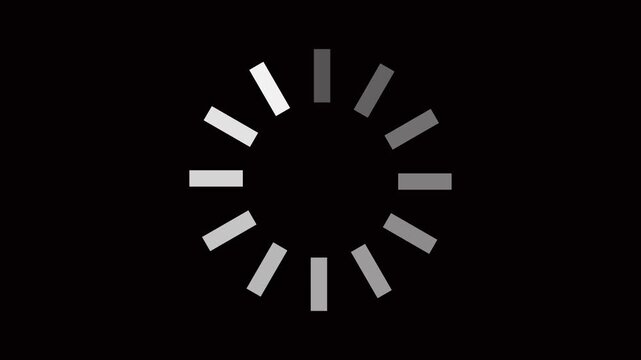 Circular loading sign, isolated on black background, vector illustration. whit 4k animation