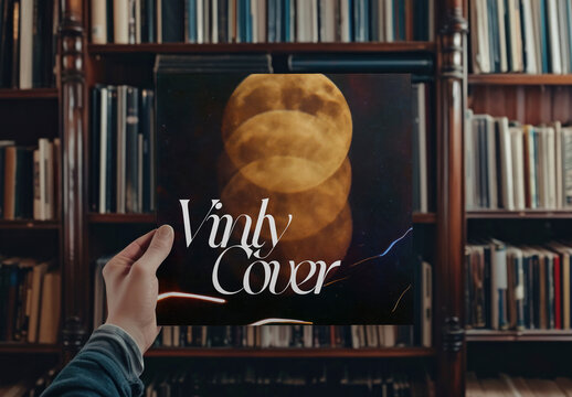 Vintage Vinyl Cover Mockup In Library PSD