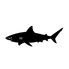 Obraz premium Black silhouette of a shark swimming.