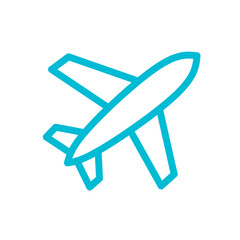 Blue Plane Outline Vector Icon