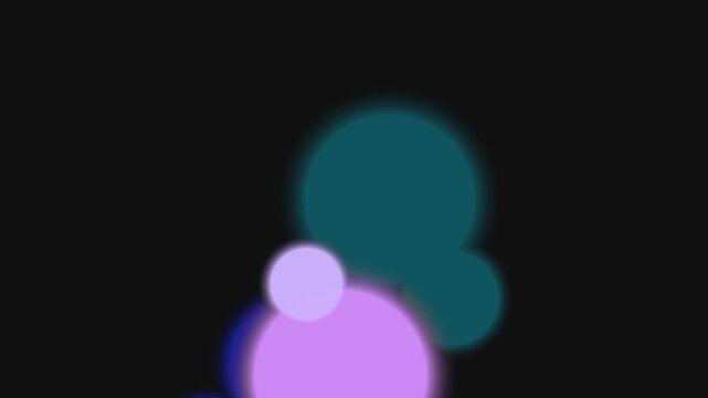 Blurry Abstract Shapes in Purple and Teal against a Dark Background from a Close-up Viewpoint