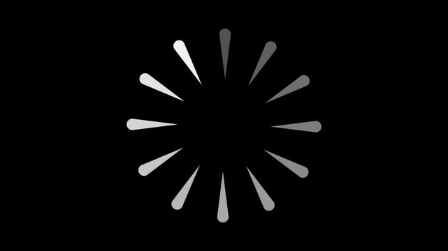 Circular loading sign, isolated on black background, vector illustration. whit 4k animation