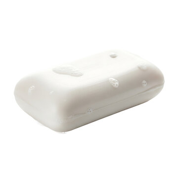 A white rectangular soap bar on transparent background