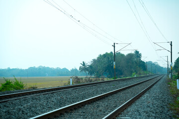 Fototapeta premium railway in the agricultural side