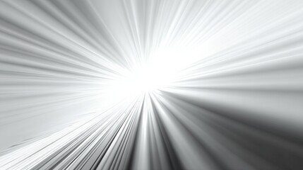 Fototapeta premium A bright light shines at the end of a long, dark tunnel with radiating lines