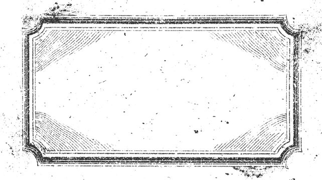 Ornate vintage rectangular frame with distressed texture and diagonal hatching antique border blank calligraphy