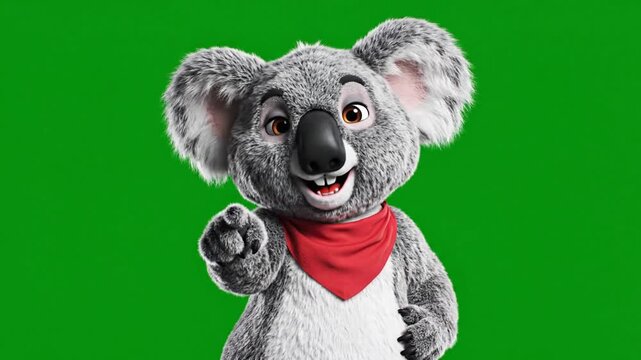 Koala Character Waving and Pointing Gesture Animation.
